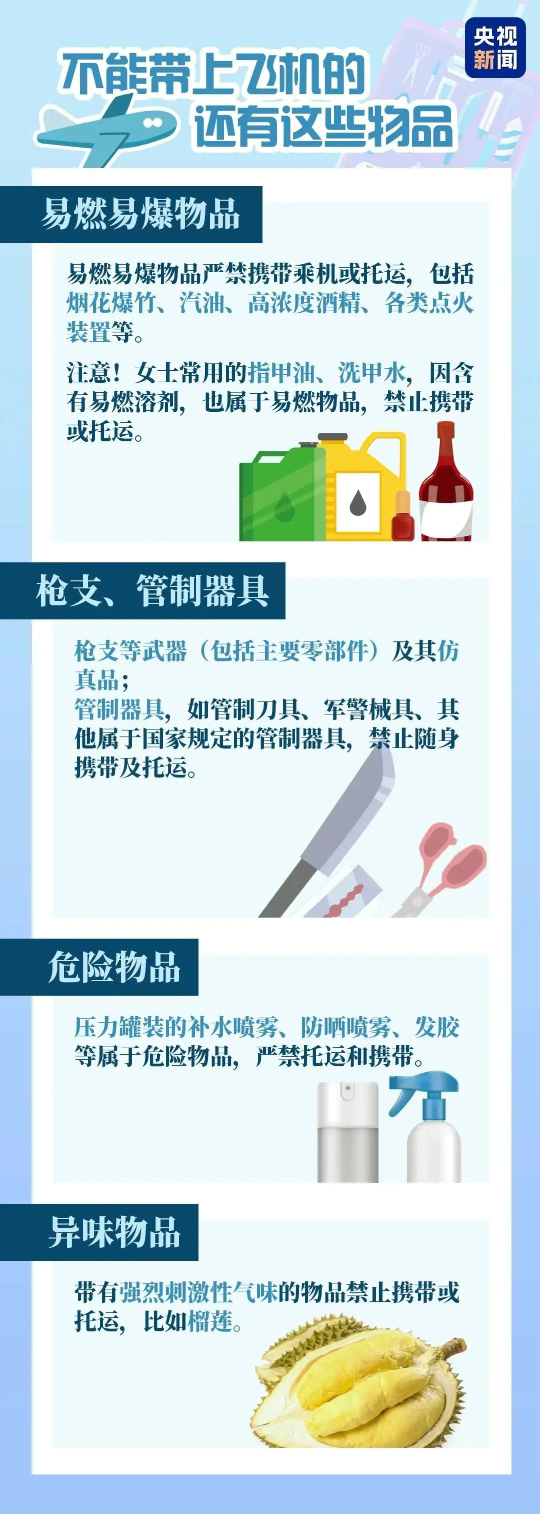 “成筐的充电宝被拦”！禁止登机的还有这些