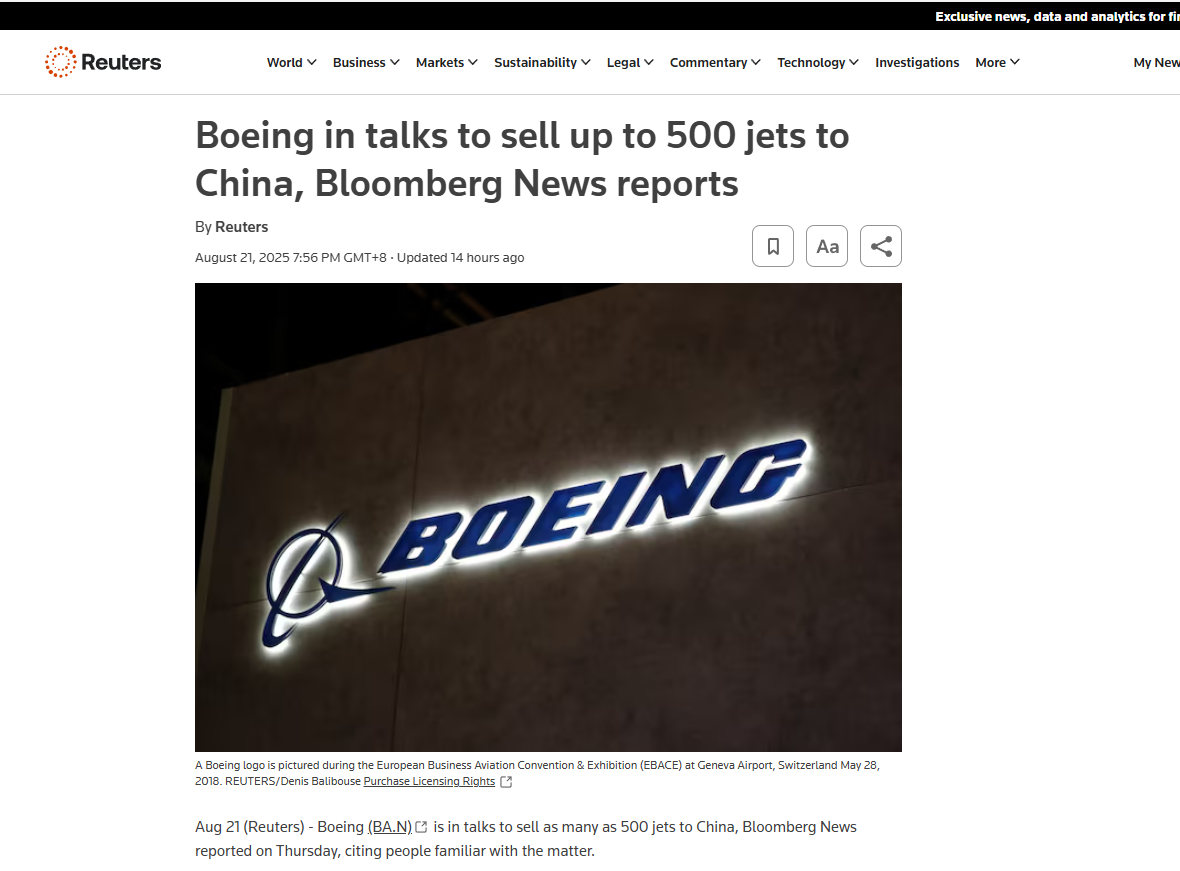 订单高达500架！中国欲大批量采购波音飞机